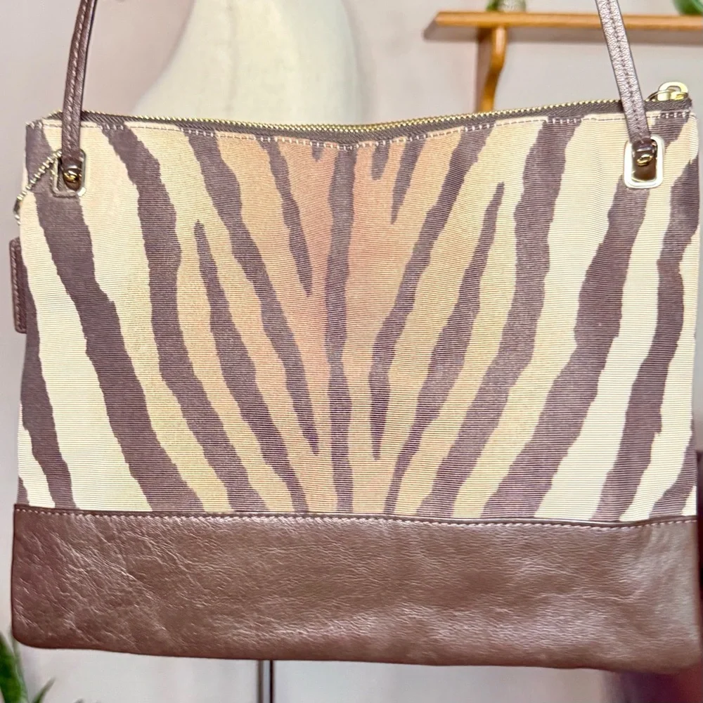 Coach Zebra Print Brown and Cream Women's Bag